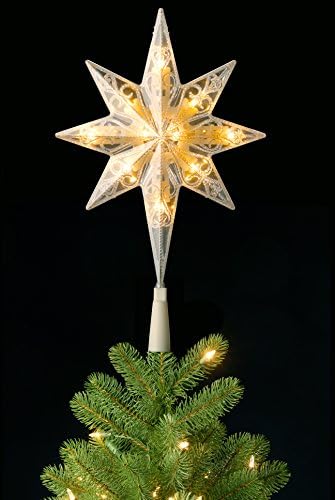 חברת העצים הלאומית העץ המלאכה מראש טופר עץ חג המולד | כולל נורות LED רב-צבעוניות מראש | כוכב בית לחם - 11 אינץ